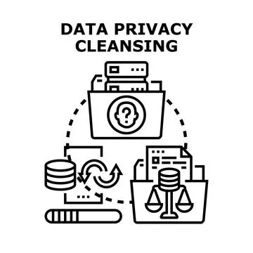 Data privacy cleansing process protecting sensitive information 库存插图