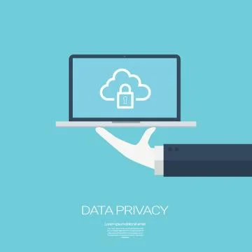 Data privacy in cloud computing technology with digital devices icons and Stock Illustration