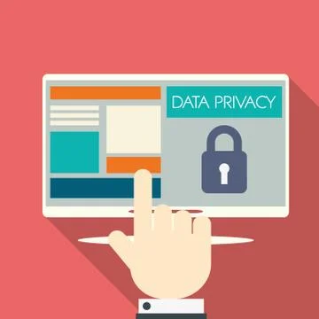 Data privacy in cloud computing technology with digital devices icons and Stock Illustration