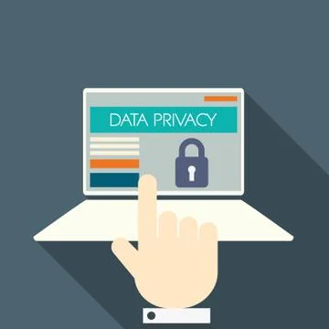 Data privacy in cloud computing technology with digital devices icons and Stock Illustration