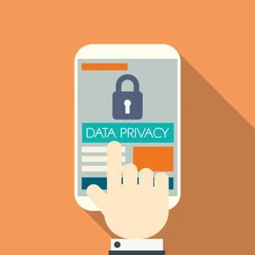 Data privacy in cloud computing technology with digital devices icons and Stock Illustration