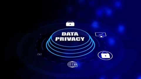 Data privacy concept. Data protect icon and digital technology Information .. Stock Footage 293482620