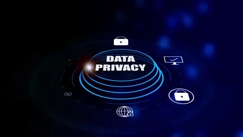 Data privacy concept. Data protect icon and digital technology Information .. Stock Footage 293482628