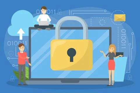 Data privacy concept. Idea of safety and protection while using Stock Illustration