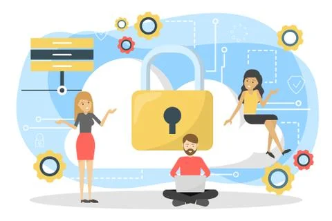 Data privacy concept. Idea of safety and protection while using 库存插图