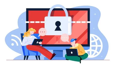 Data privacy concept. Idea of safety and protection while using 스톡 일러스트