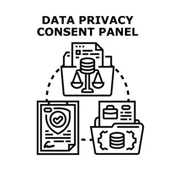 Data privacy consent panel legal protection concept Stock Illustration