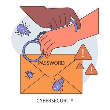 Data privacy. Cyber or web security. Hand secures a digital envelope labeled 스톡 일러스트