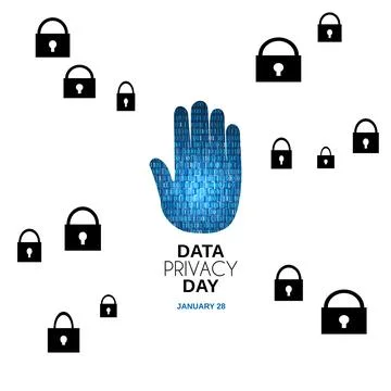 Data Privacy day abstract bacground. Hand stop with locker. イラスト素材