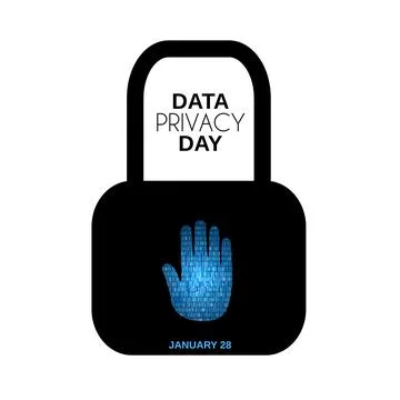 Data Privacy day abstract bacground. Hand stop with locker. 스톡 일러스트
