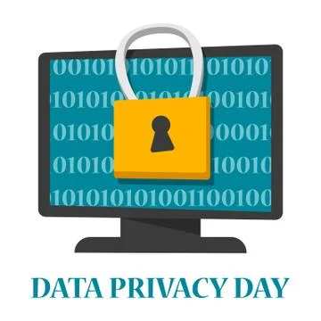 Data privacy day global holiday. Digital information Illustrazione stock
