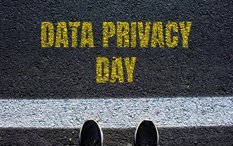 Data privacy day message written on asphalt road. Conceptual data privacy d.. Stock Photos