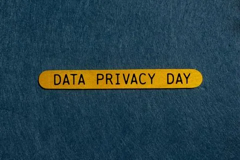Data privacy day message written on yellow wooden stick with gray backgroun.. Stock Photos