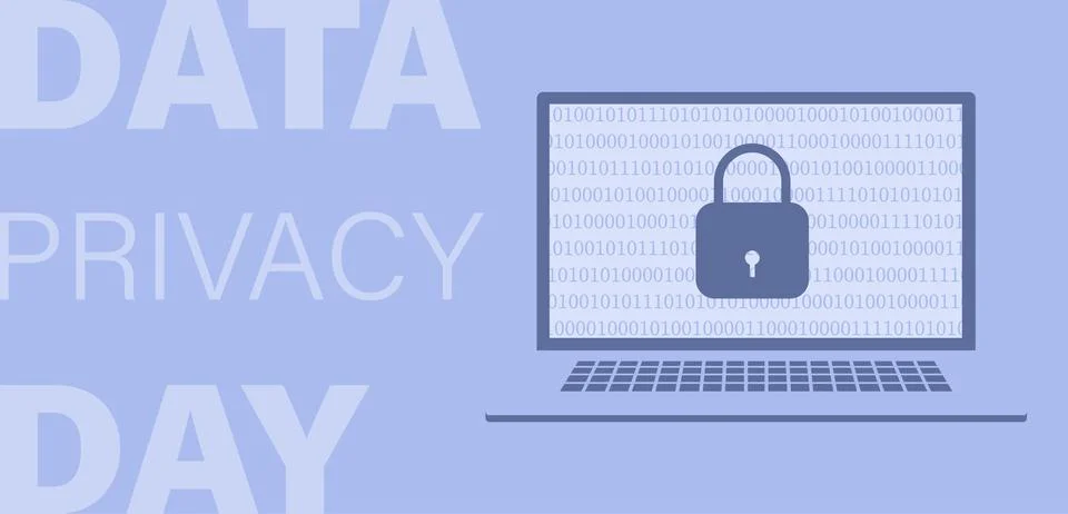 Data Privacy Day. Template for background, banner, card, poster with text Stock Illustration
