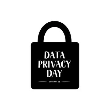 Data Privacy Day vector illustration with lettering and closed lock. Easy to  Stock Illustration