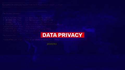 Data Privacy  Error Warning Text on hacking background screen Stock Footage 317043946