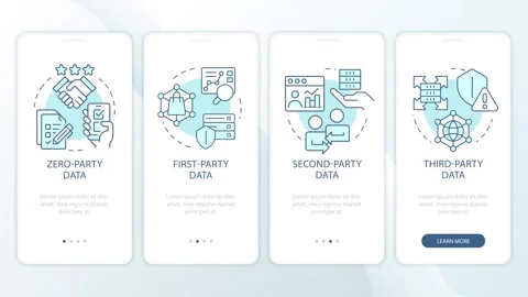 Data privacy framework animated onboarding mobile app screens Stock Footage 337777459