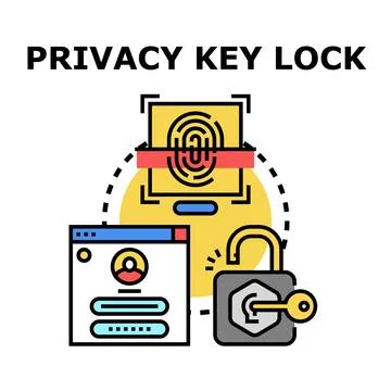 Data privacy key lock access security concept Illustrazione stock