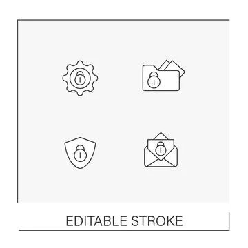 Data privacy line icons set Stock Illustration