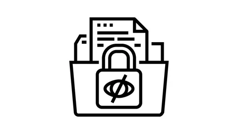Data privacy lock ethical ai line icon animation Stock Footage 326124197