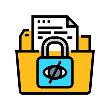 Data privacy lock ethical ai color icon vector illustration Stock Illustration
