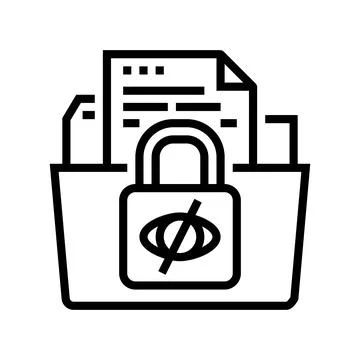 Data privacy lock ethical ai line icon vector illustration Stock Illustration