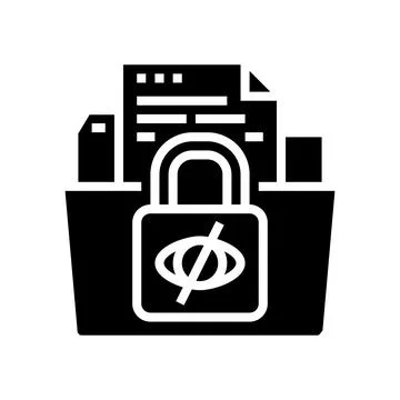 Data privacy lock ethical ai glyph icon vector illustration Illustrazione stock