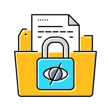 Data privacy lock ethical ai color icon vector illustration Stock Illustration