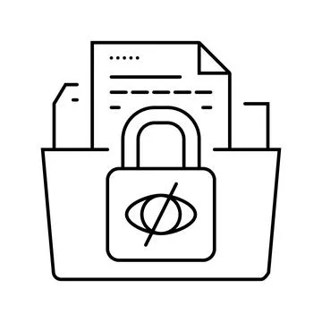 Data privacy lock ethical ai line icon vector illustration Stock Illustration