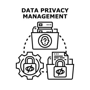 Data privacy management protecting sensitive information security process Stock Illustration