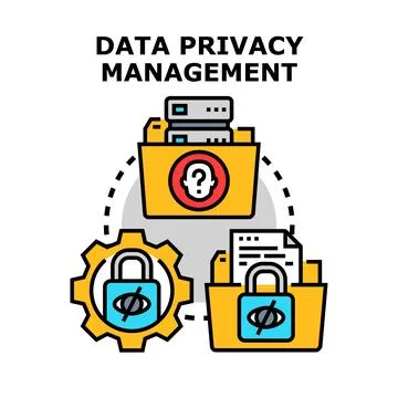 Data privacy management protecting sensitive information security process Stock Illustration