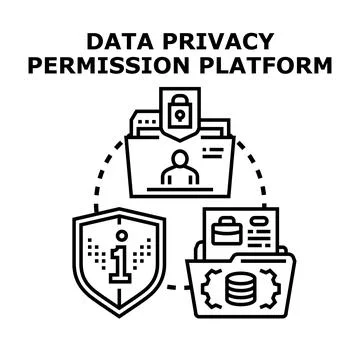 Data privacy permission platform managing personal information access Stock Illustration