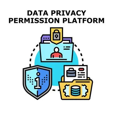 Data privacy permission platform managing personal information access Stock Illustration