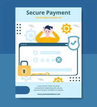 Data Privacy Poster Template Flat Cartoon Background Vector Illustration Stockillustratie