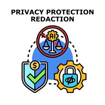 Data privacy protection and ai redaction concept Stock Illustration