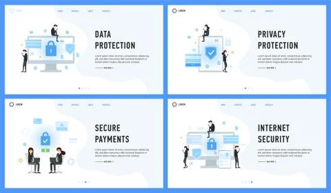 Data Privacy Protection and Internet Payments Security set Stock Illustration