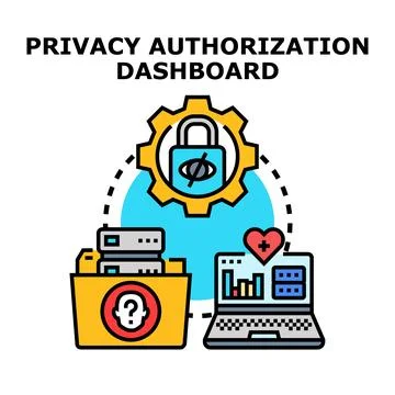 Data privacy protection authorization dashboard concept Illustrazione stock
