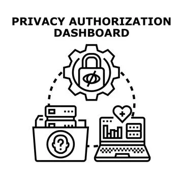 Data privacy protection authorization dashboard concept Stock Illustration