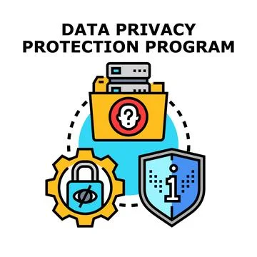 Data privacy protection program process concept 스톡 일러스트