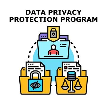 Data privacy protection program secure personal information Stock Illustration