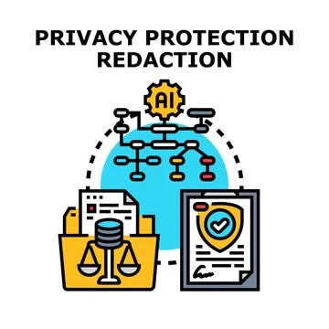 Data privacy protection redaction with ai processing Illustrazione stock