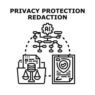 Data privacy protection redaction with ai processing Stock Illustration