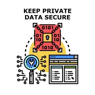 Data privacy protection securing digital information network Stockillustratie