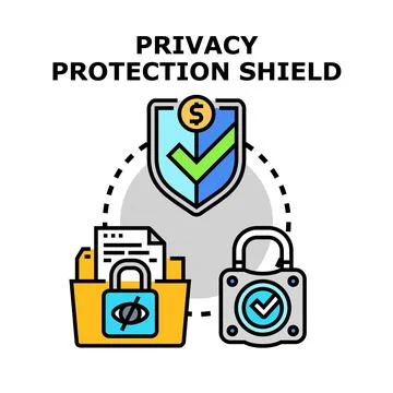Data privacy protection shield securing personal information safety Stock Illustration