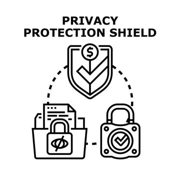 Data privacy protection shield securing personal information safety Stock Illustration