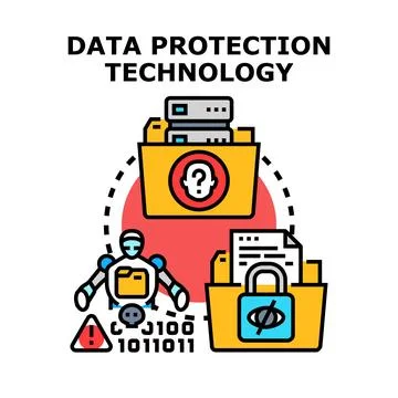 Data privacy protection technology cybersecurity concept vector Stock Illustration