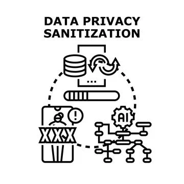 Data privacy sanitization process protecting personal information イラスト素材