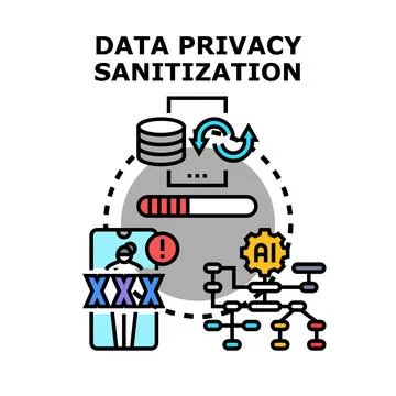 Data privacy sanitization process protecting personal information Stock Illustration