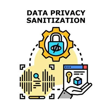 Data privacy sanitization process protecting sensitive information Stock Illustration