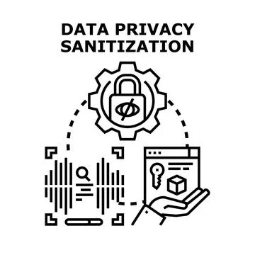Data privacy sanitization process protecting sensitive information Stock Illustration